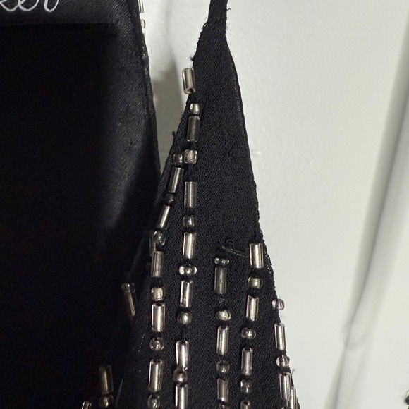 Parker Black Silver Beaded Sleeveless Dress Mini Party Cocktail - Picture 9 of 14